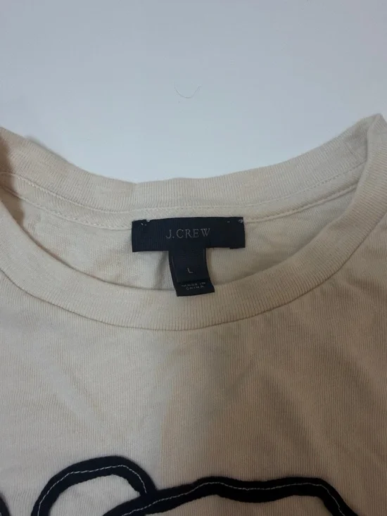 J. Crew Cream Short-Sleeve Tee with Black Rose Outline - Picture 3 of 6